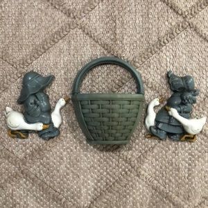 Vintage Homeco boy&girl w/ducks and basket